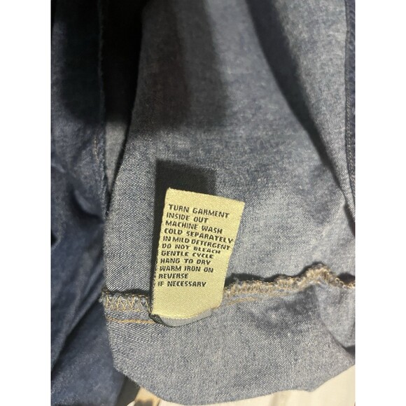 Dianne Gilman Women Long Sleeve Cold Shoulder Button Up Jean Shirt XL Denim Top - Picture 6 of 7